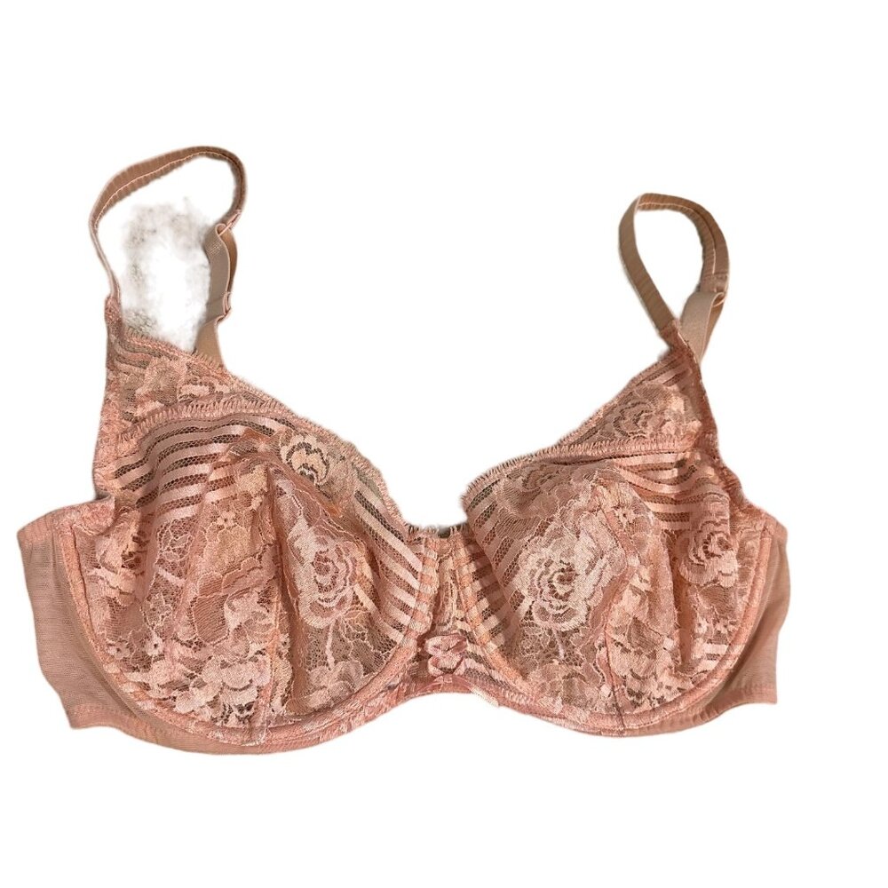 Malizia La Perla 2 Malizia Peach Pink Unlined Lace Bra 34E